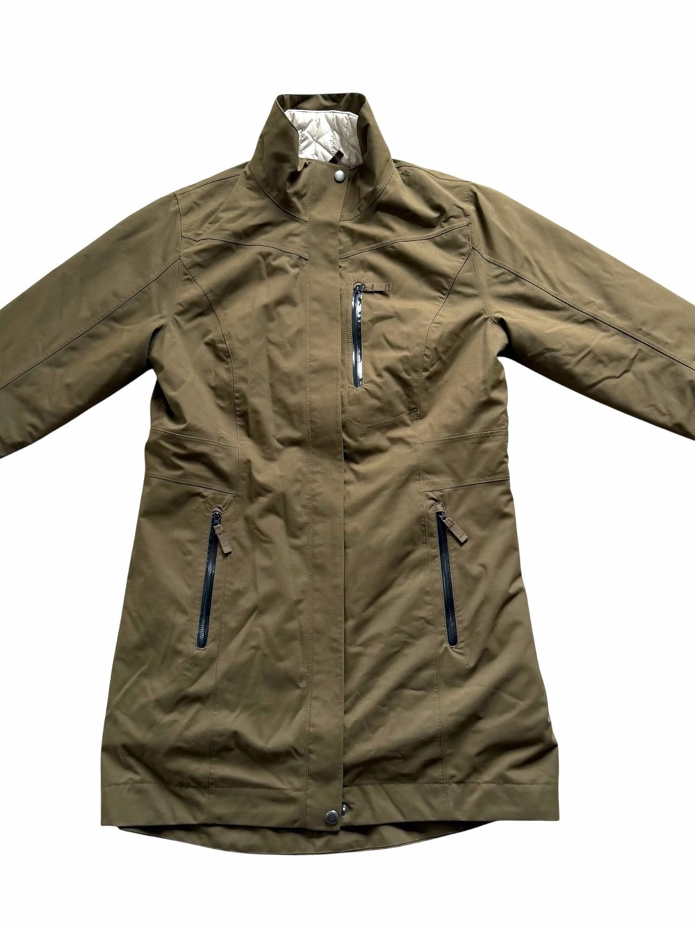 Eddie Bauer Women’s Eastside 3 in 1 Trenchcoat Medium Olive Green Quilted Coat - Picture 3 of 9